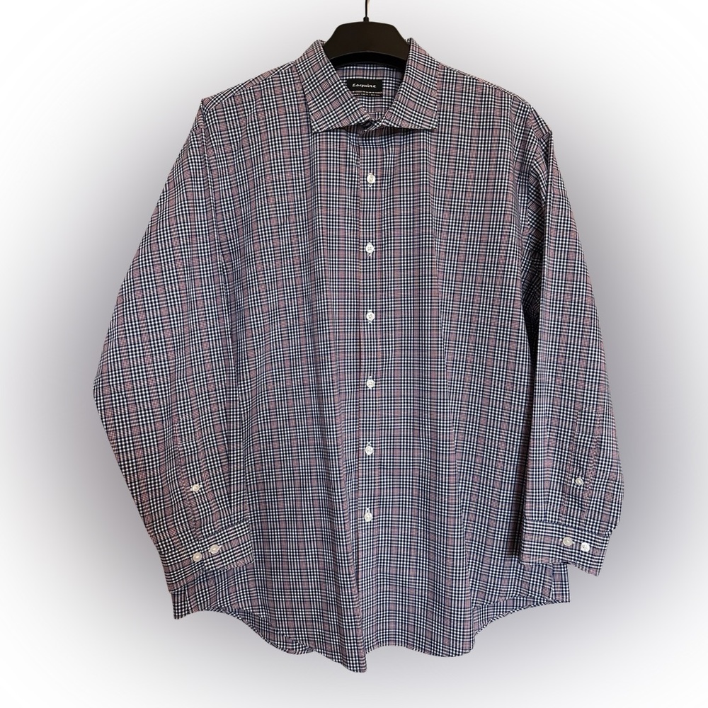Esquire Men’s Performance Slim Fit Plaid Dress Shirt